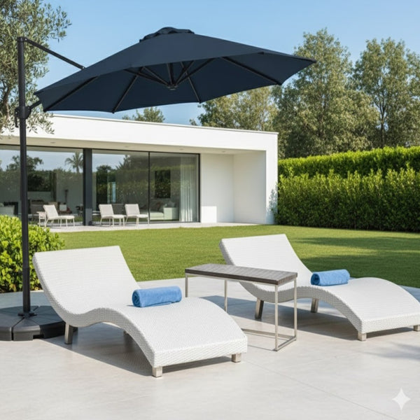 English Elm 11 Ft Cantilever Patio Umbrella Upf 50 Plus Aluminum Pole with Foot Pedal Rotation B082P454951