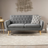 Christopher Knight Home® - Noble House - Bernice Petite Mid Century Modern Tufted Dark Grey Fabric Sofa