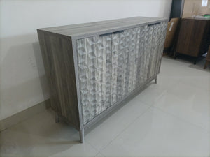 English Elm Modern Sideboard Buffet Cabinet with Diamond Relief Doors, Ample Storage, Sleek Artful Design for Home Gray W1706P235653