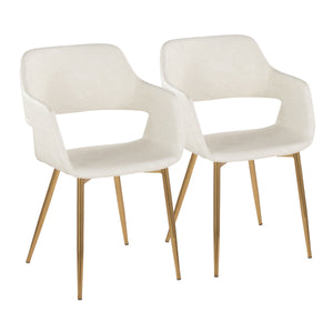 English Elm Margarite Modern Glam Dining Chairs Set Of 2 In Cream Faux Leather & Gold Metal For Elegant Spaces B202S01275