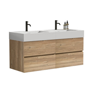 English Elm Grace 48'' Modern Bathroom Vanity With Oak Quartz Sink, Soft-Black Drawers, And Eco-Friendly Design W1865S00159
