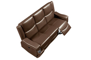 English Elm Recliner Plush 3-Seat Manual Sofa with Hidden Cup Holders, Headrest Support for Ultimate Comfort and Style Camel 81 L x 31 W x 26 H B089P240490