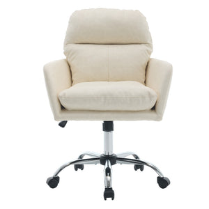 English Elm Artificial Pu Leather Office Chair Ergonomic Foam Cushion Adjustable Height Modern Desk Seat White W2311P409613