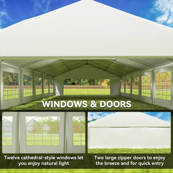 English Elm Outdoor Galvanized Steel Party Tent with Uv Canopy for Weddings and Large Gatherings T3971S00217