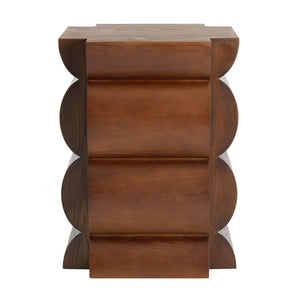 English Elm 15.35 Inch Dark Veneer Curved Tiered End Table for Modern Minimalist Living Rooms N772P412289B