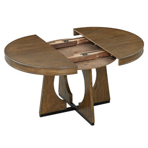 English Elm Trexm Extendable Round Dining Set Oak Veneer Sculptural Base Seats Four to Six Walnut ST000131AAP-2026