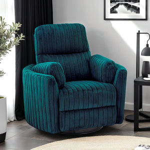 English Elm Power Power Glider Recliner with Swivel, Smooth Glide Motion, Power Recline Button, Plush Pillow Seat, Vibrant Upholstery Accents for Modern Living Room Teal 39 L x 32 W x 26 H B2741P391177