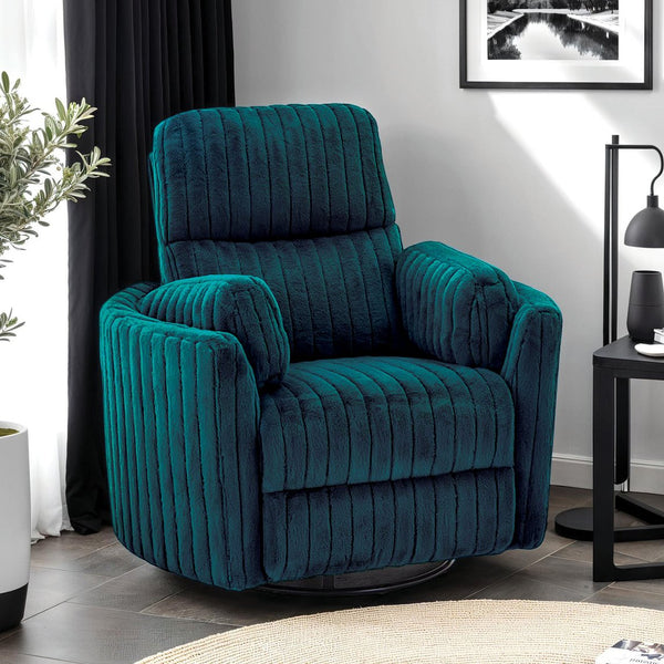 English Elm Power Power Glider Recliner with Swivel, Smooth Glide Motion, Power Recline Button, Plush Pillow Seat, Vibrant Upholstery Accents for Modern Living Room Teal 39 L x 32 W x 26 H B2741P391177
