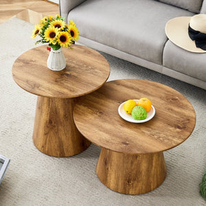 English Elm Natural Wood Grain Mdf Round Side Table Compact Accent for Living Room or Bedroom W2920P232763