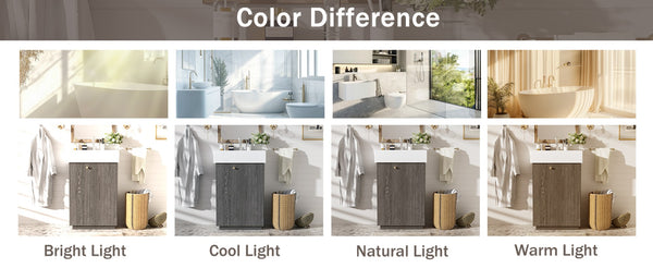 English Elm [video]21.6" Freestanding Bathroom Vanity Ceramic Sink Wavy Door Mdf Cabinet Small Bath Dark Grey N729P285503G