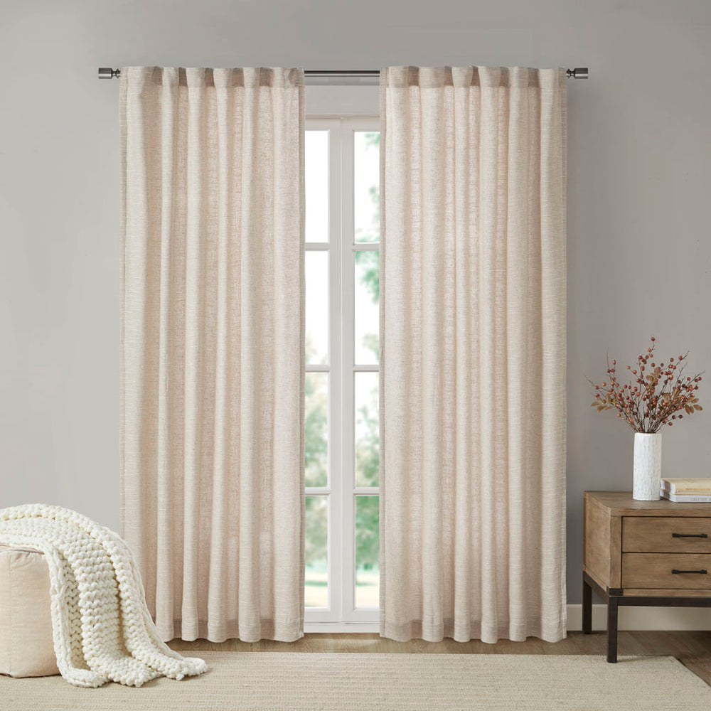 JLA Home Madison Park - Faux Madison Park Beals Faux Linen Curtain Panel — Fleece-Lined, OEKO‑TEX Safe, Rod Pocket & Back Tab Insulated Drapery MP40-7496