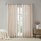 Madison Park Beals Casual Faux Linen Rod Pocket and Back Tab Fleece Lined Curtain Panel MP40-7496 Natural