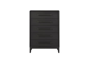 English Elm Small Chest with Five Smooth-Glide Drawers in Peppercorn Finish — Elm Veneer Durability & Modern Design Black 38 L x 22.25 W x 49.5 H B2699P401403