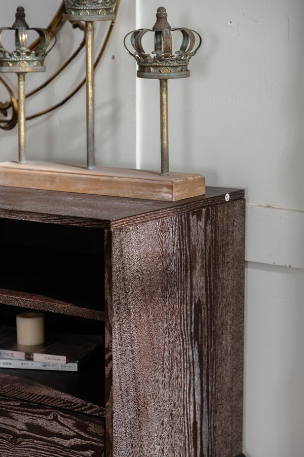 English Elm Solid Wood Sideboard With Handcrafted Geometric Design, Smart Storage & Rustic Finish For Versatile Spaces W3158P351694-GIGA