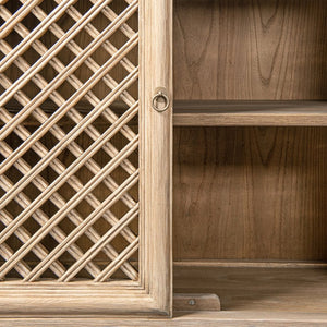 English Elm Arden Reclaimed Pine Sideboard with Lattice Doors Wide Dining Room Storage Buffet B2719P474440