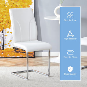 English Elm Set of 4 PU Dining Chairs White — High-Back Waterproof Upholstery, Sturdy Legs, Easy Assembly, Modern Design W1151P203801