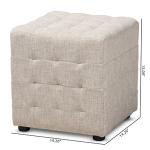 Baxton Studio Baxton Studio Elladio Set of 2 Beige Fabric Tufted Cube Ottomans - Modern Stylish Seating Solution BBT5127-Beige-Otto