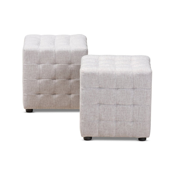 Baxton Studio Baxton Studio Elladio Modern Upholstered Tufted Ottoman Set of 2 - Stylish, Versatile Seating Solution BBT5127-Greyish Beige-Otto