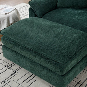 English Elm 44.5" Oversized Club Chair with Ottoman Chenille Upholstered Solid Wood Reading Seat Green W3244S00007