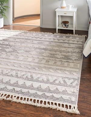 Unique Loom Arlo Avery Machine Made Tribal Rug Sandy Beige, Blue/Gray 7' 10" x 7' 10"