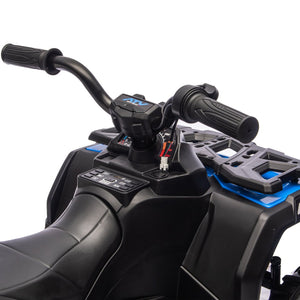 English Elm 24v Kids Electric Ride-on Atv with Dual Motors Bluetooth Led Lights and Flag Poles Blue W1578P305894