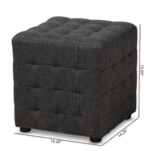 Baxton Studio Baxton Studio Modern Tufted Cube Ottoman Set of 2 - Dark Grey Fabric, Versatile and Stylish Design BBT5127-Dark Grey-Otto