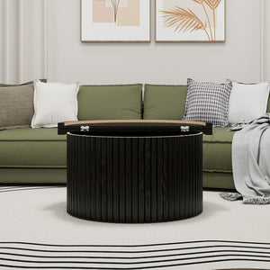 English Elm Coffee Table - Modern Round Accent Table With Flip-Top Storage For Stylish Living Room Spaces W688P248118