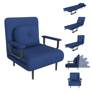 English Elm Folding Convertible Chair Sleeper with Steel Frame and 5 Position Adjustable Backrest W2700P394063