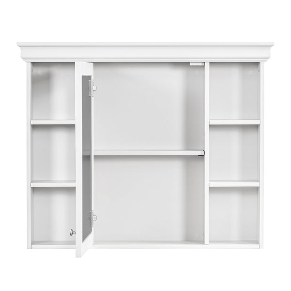 English Elm 35'' 35' 35'' x 28'' Wall Mounted Medicine Cabinet with Mirror Door, Modern MDF Storage with Towel Rod White N710P196545K
