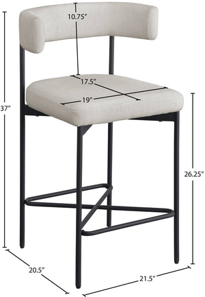 Rivage Beige Durable Linen Textured Fabric Stool 929Beige-C Meridian Furniture