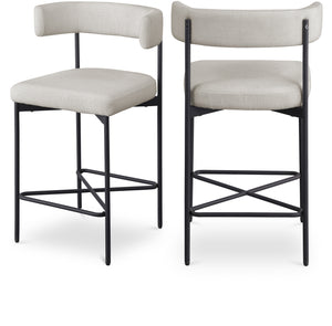 Rivage Beige Durable Linen Textured Fabric Stool 929Beige-C Meridian Furniture