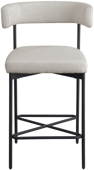 Rivage Beige Durable Linen Textured Fabric Stool 929Beige-C Meridian Furniture