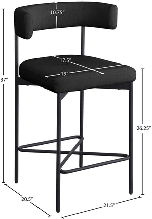 Rivage Black Durable Linen Textured Fabric Stool 929Black-C Meridian Furniture