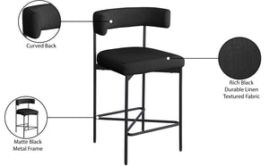 Rivage Black Durable Linen Textured Fabric Stool 929Black-C Meridian Furniture