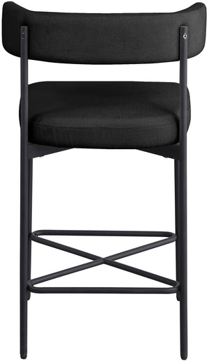 Rivage Black Durable Linen Textured Fabric Stool 929Black-C Meridian Furniture