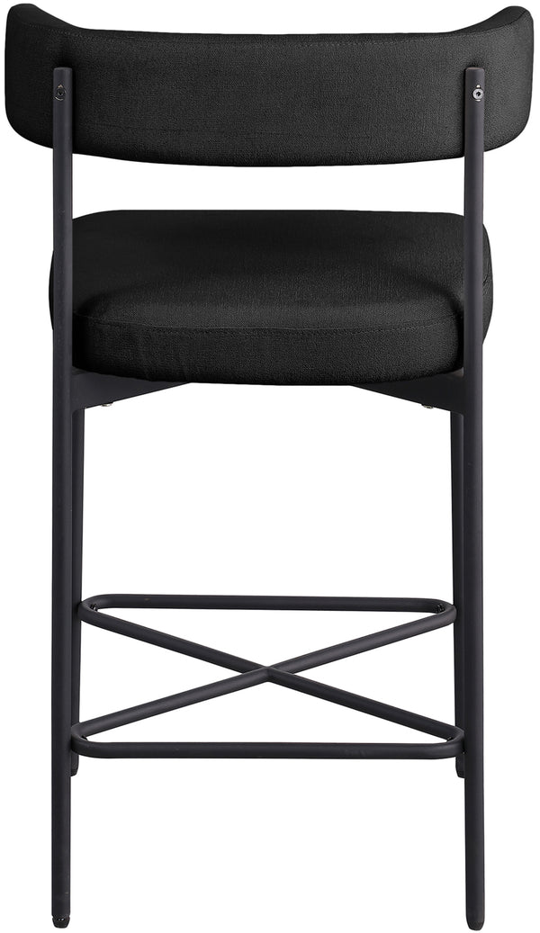 Rivage Black Durable Linen Textured Fabric Stool 929Black-C Meridian Furniture