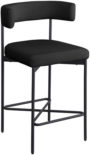 Rivage Black Durable Linen Textured Fabric Stool 929Black-C Meridian Furniture