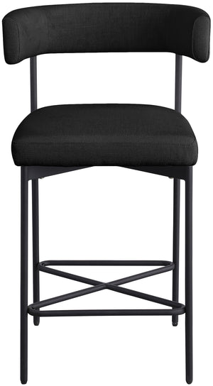 Rivage Black Durable Linen Textured Fabric Stool 929Black-C Meridian Furniture