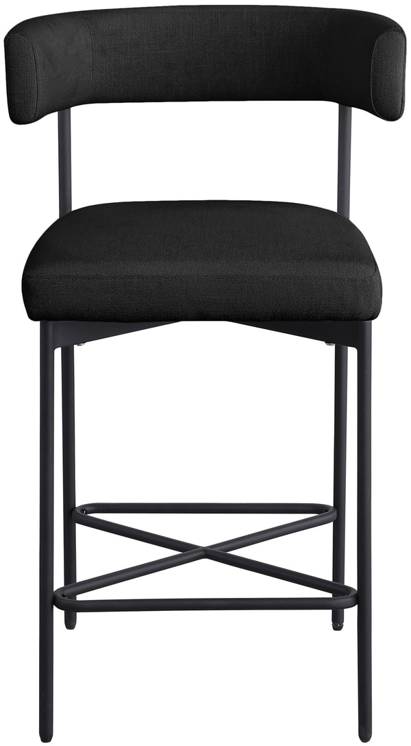 Rivage Black Durable Linen Textured Fabric Stool 929Black-C Meridian Furniture