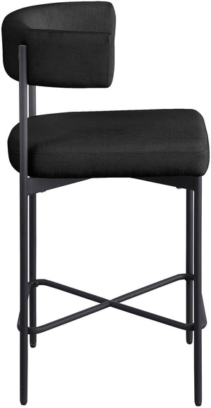 Rivage Black Durable Linen Textured Fabric Stool 929Black-C Meridian Furniture