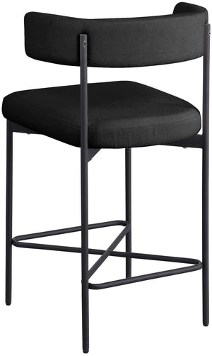 Rivage Black Durable Linen Textured Fabric Stool 929Black-C Meridian Furniture