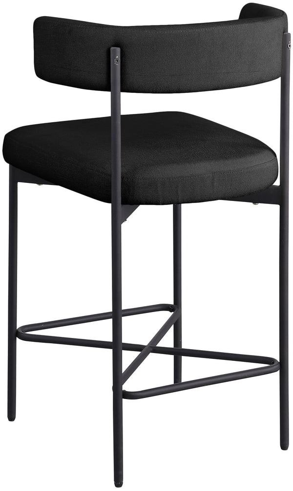 Rivage Black Durable Linen Textured Fabric Stool 929Black-C Meridian Furniture