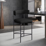 Rivage Black Durable Linen Textured Fabric Stool 929Black-C Meridian Furniture