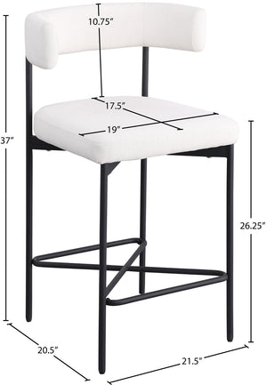 Rivage Cream Durable Linen Textured Fabric Stool 929Cream-C Meridian Furniture