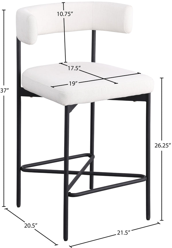 Rivage Cream Durable Linen Textured Fabric Stool 929Cream-C Meridian Furniture