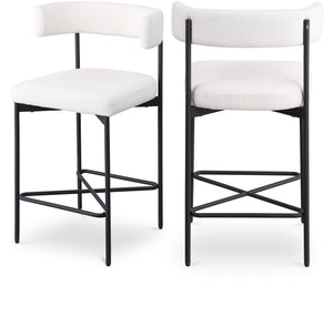 Rivage Cream Durable Linen Textured Fabric Stool 929Cream-C Meridian Furniture