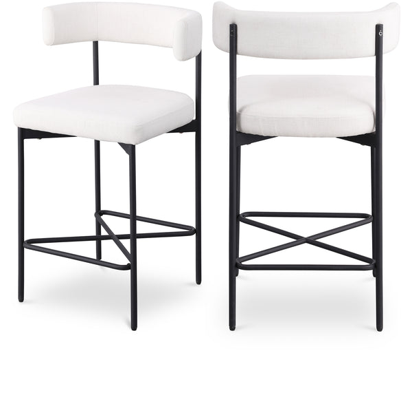 Rivage Cream Durable Linen Textured Fabric Stool 929Cream-C Meridian Furniture