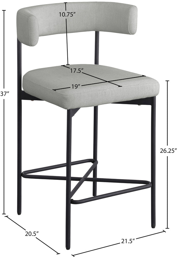 Rivage Light Grey Durable Linen Textured Fabric Stool 929Grey-C Meridian Furniture