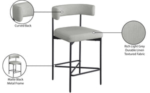 Rivage Light Grey Durable Linen Textured Fabric Stool 929Grey-C Meridian Furniture