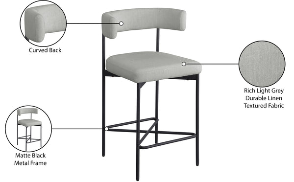 Rivage Light Grey Durable Linen Textured Fabric Stool 929Grey-C Meridian Furniture